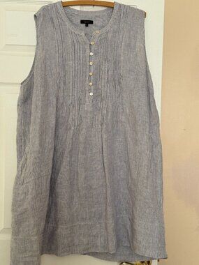 Quince 100% European Linen Sleeveless Swing Dress